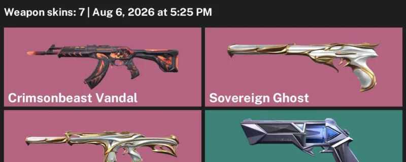 Valorant account inventory for LVL 141 · Sovereign Phantom & Crimsonbeast Vandal