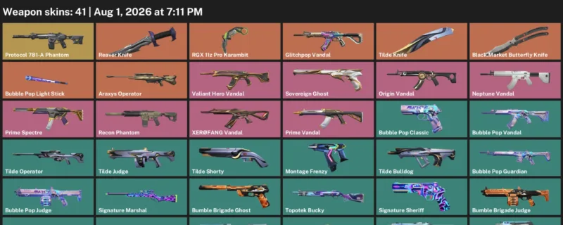Valorant account inventory for LVL 101 · RGX 11z Pro Karambit & Reaver Knife