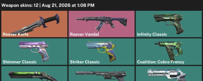 Valorant account inventory for LVL 199 · Reaver Knife & Reaver Vandal