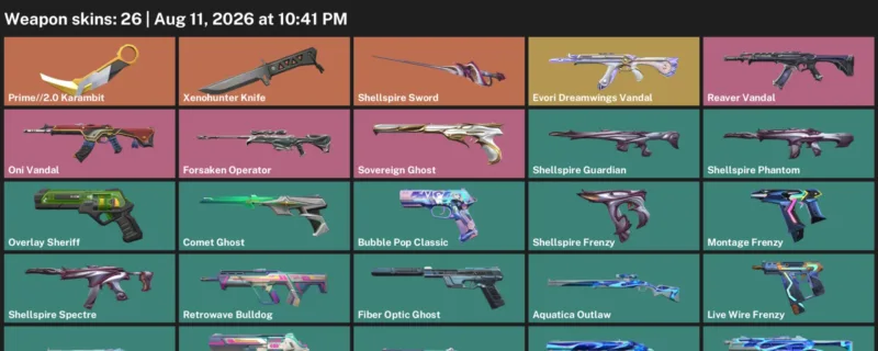 Valorant account inventory for LVL 152 · Xenohunter Knife & 2.0 Karambit