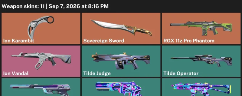Valorant account inventory for LVL 17 · Ion Karambit & Sovereign Sword & 11 Skins Ion Karambit