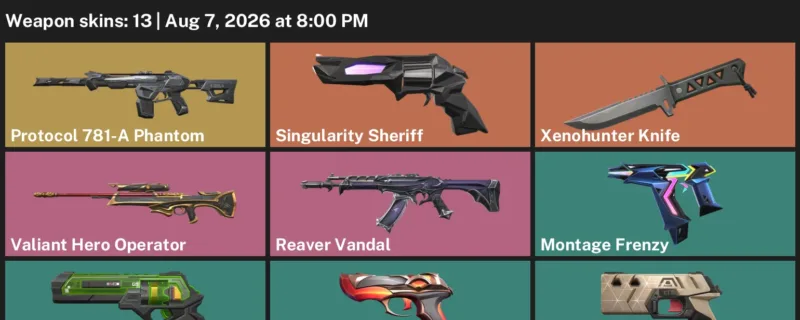 Valorant account inventory for LVL 168 · Xenohunter Knife & Overlay Sheriff