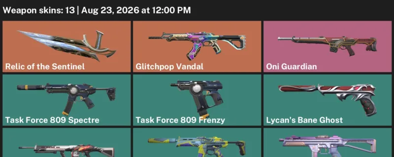 Valorant account inventory for LVL 35 · Glitchpop Vandal & Oni Guardian