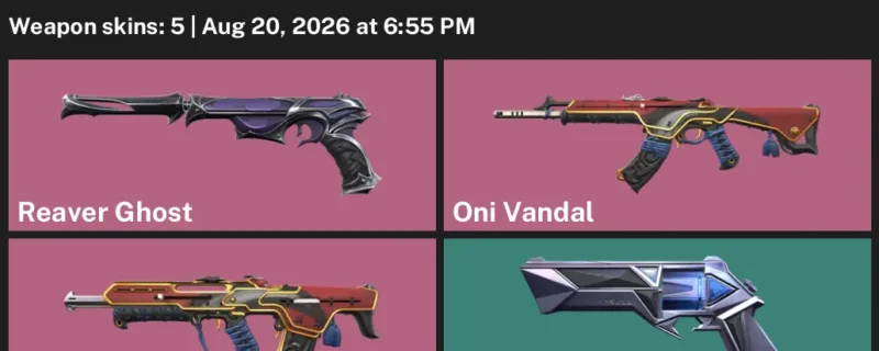 Valorant account inventory for LVL 135 · Oni Vandal & Immortalized Sheriff & Oni Bulldog