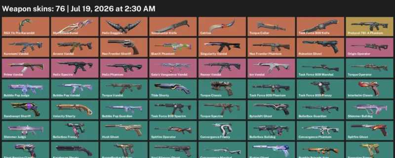 Valorant Accounts listing: LVL 313 · Mystbloom Kunai & RGX 11z Pro Karambit · 76 Skins - Gold 3, 76 skins