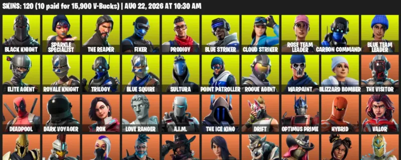 Fortnite account inventory for LVL 1216 - Black Knight - Sparkle Specialist - 120 Outfits