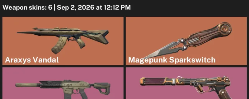 Valorant account inventory for LVL 99 · 6 Skins Araxys Vandal & Oni Phantom