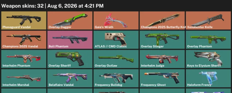 Valorant account inventory for LVL 96 · 32 Skins Champions 2025 Butterfly Knife & Xenohunter Knife