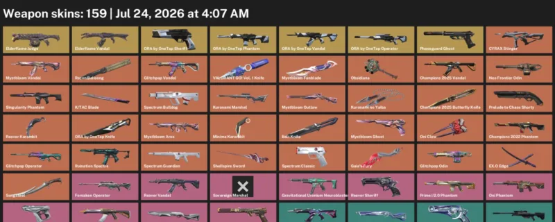 Valorant Accounts listing: LVL 135 · Bolt Knife & Champions 2025 Butterfly Knife · 159 Skins - Platinum 1, 159 skins